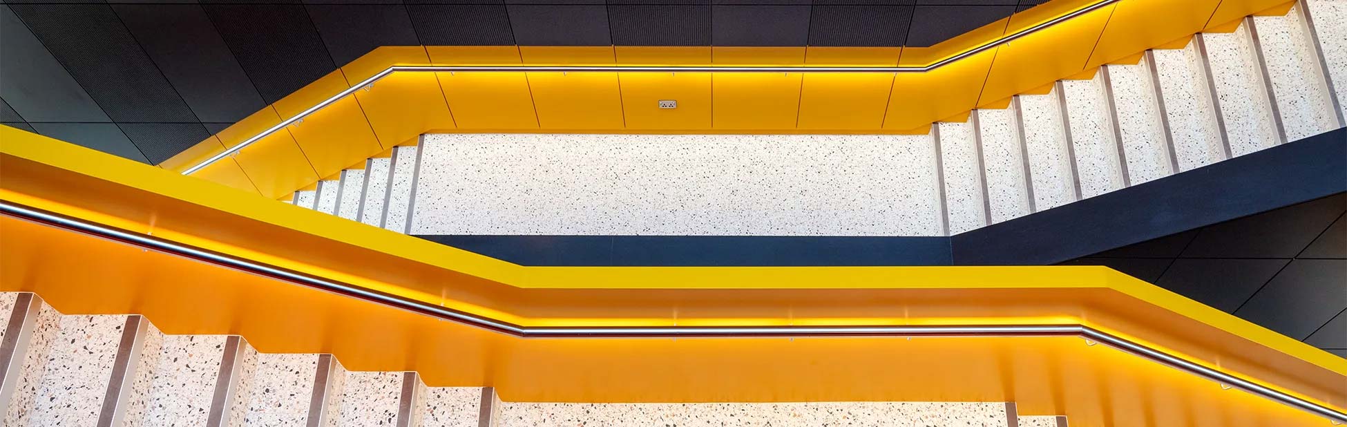 Staircase overhead view at the Polaris science building in DCU Dublin